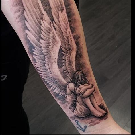 forearm guardian angel tattoos|small angel tattoos for guys.